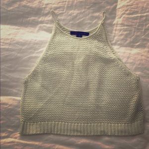 Cropped sweater-knit tank